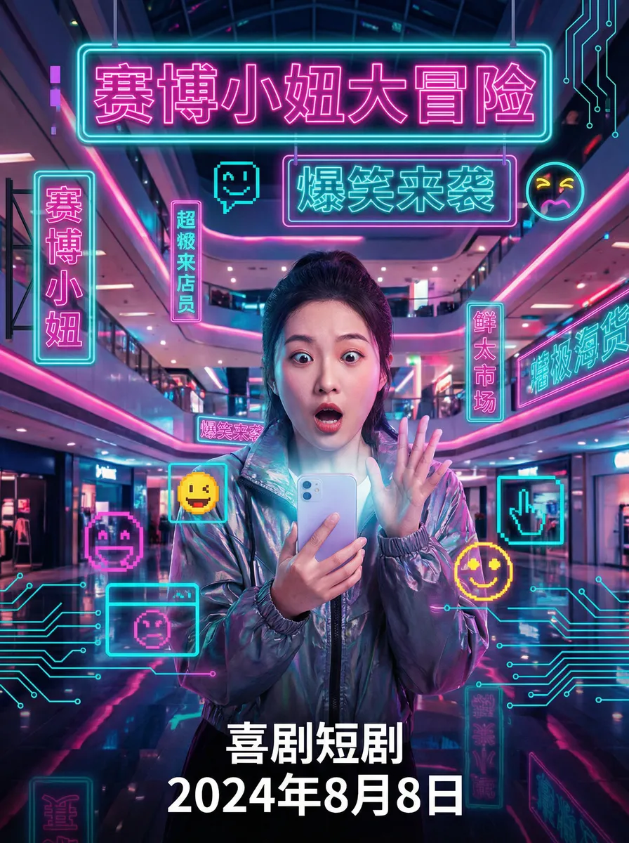 三姧3在线观看 搞笑喜剧短剧 - 赛博小妞大冒险海报